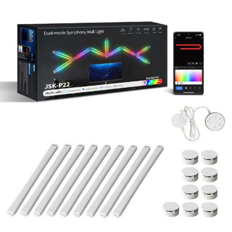 Smart RGB LED Wall Light Bars WiFi App Controlled Modular Gaming TV Backlight Lamp 9