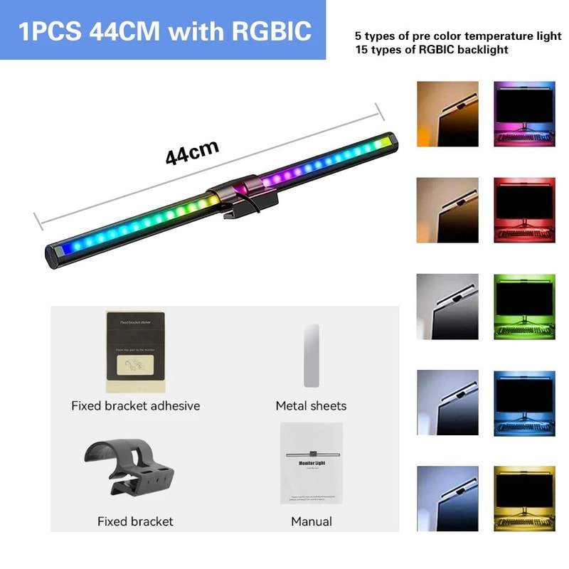 RGB LED Monitor Light Bar Dimmable Screen Desk Lamp With Music Rhythm Backlight 6