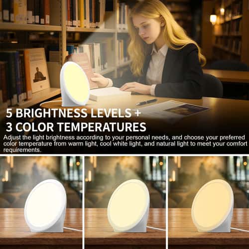 10,000 Lux Daylight Therapy Lamp – Portable Natural Sunlight LED Light with Timer & Brightness Control