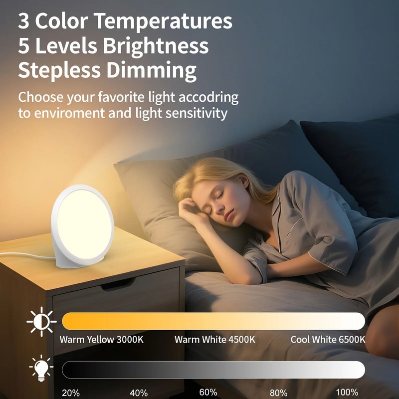 10000 Lux Daylight Therapy Lamp Portable Natural Sunlight LED Light With Timer Brightness Control 3