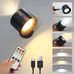 rechargeable magnetic led wall sconce – 360° rotating touch & remote control reading light