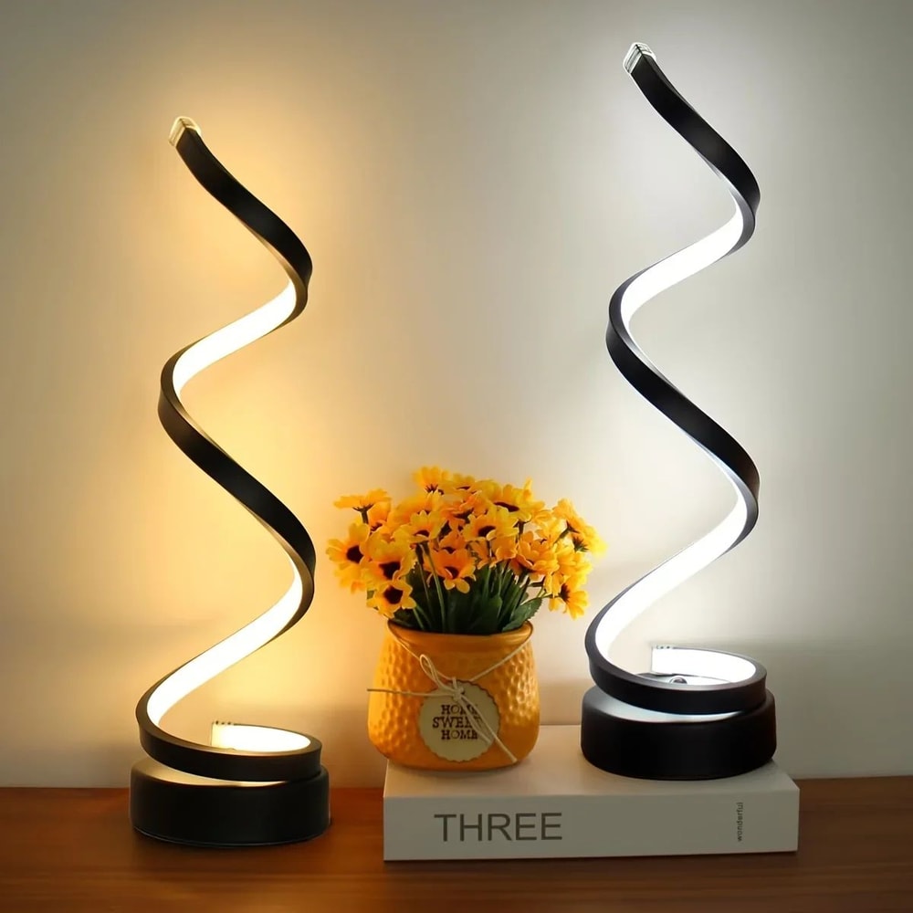 Modern Spiral LED Table Lamp 3 Color Touch Dimmable Bedside Desk Light 4
