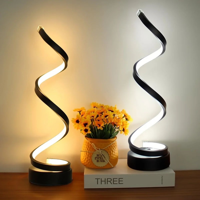 Modern Spiral LED Table Lamp 3 Color Touch Dimmable Bedside Desk Light 4