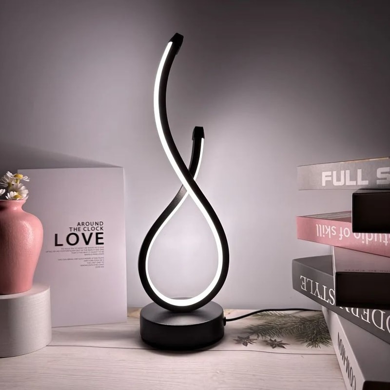 Modern Spiral LED Table Lamp 3 Color Touch Dimmable Bedside Desk Light 6