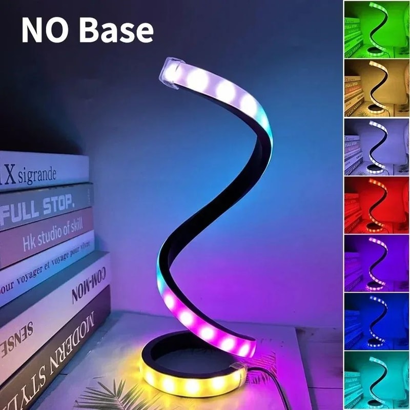 Modern Spiral LED Table Lamp 3 Color Touch Dimmable Bedside Desk Light 9