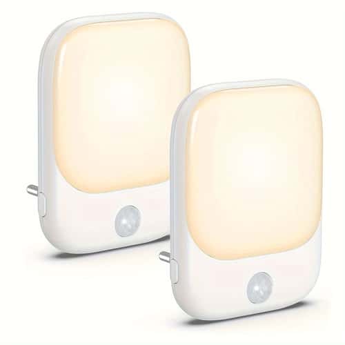 EU Plug Motion Sensor LED Night Light – Dusk to Dawn Dimmable Bedroom & Hallway Lamp
