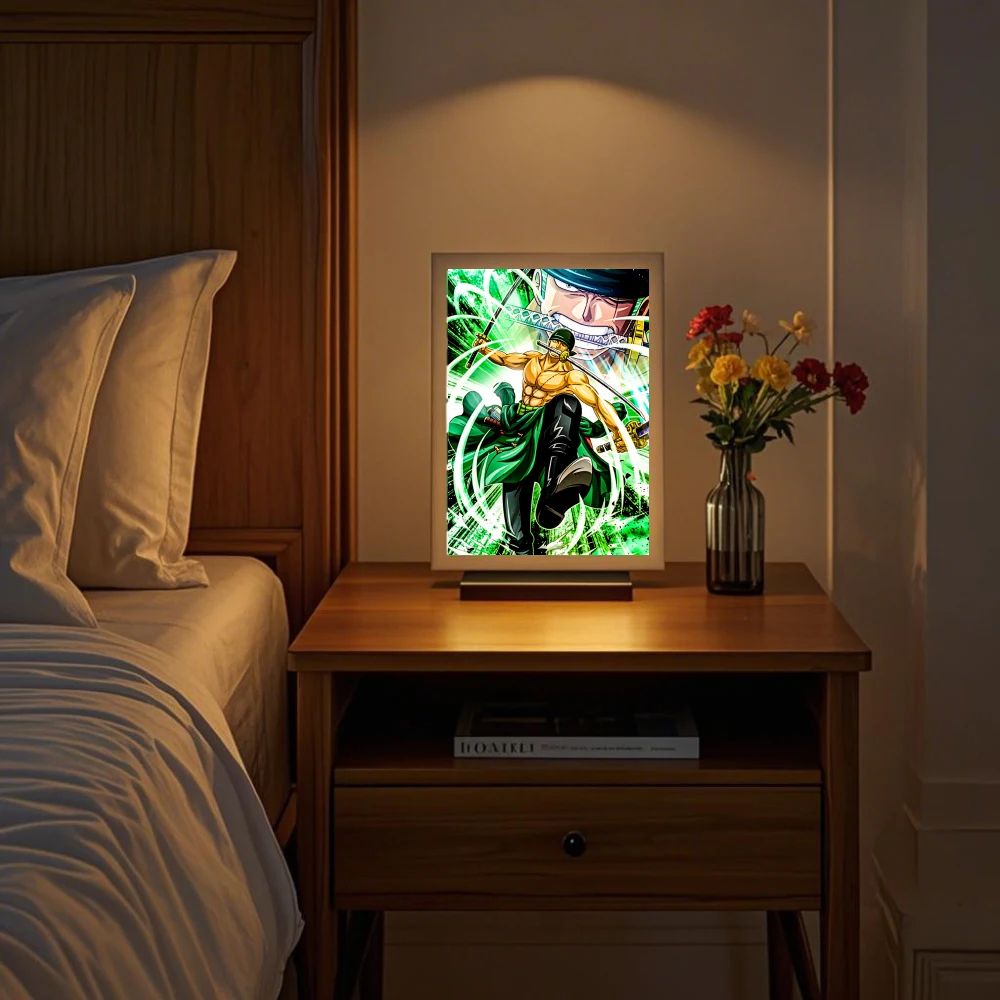 Anime LED Light Painting Frame One Piece Luffy Zoro USB Dimmable Night Light 1