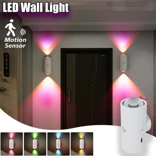 Rechargeable RGB Motion Sensor LED Wall Light – Magnetic Up & Down Stair and Porch Lamp