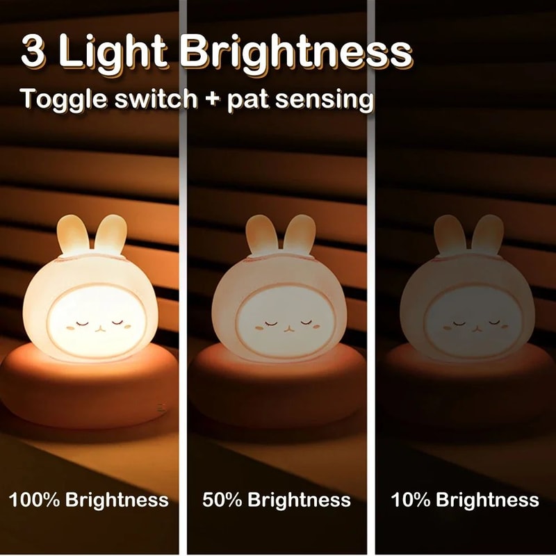 Cute Animal LED Night Light For Kids Touch Control 3 Level Dimmable Nursery Lamp 4