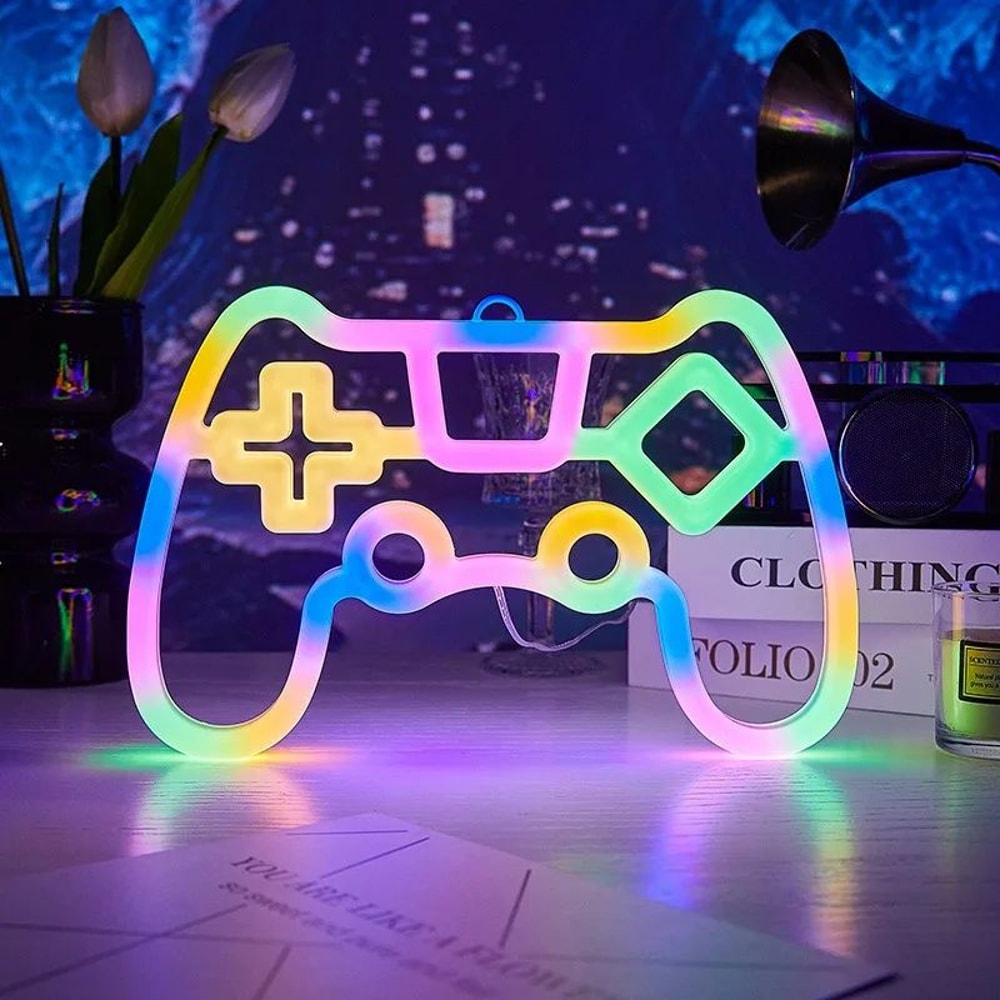 USB LED Neon Game Controller Wall Light Gaming Room Decorative Lamp 0