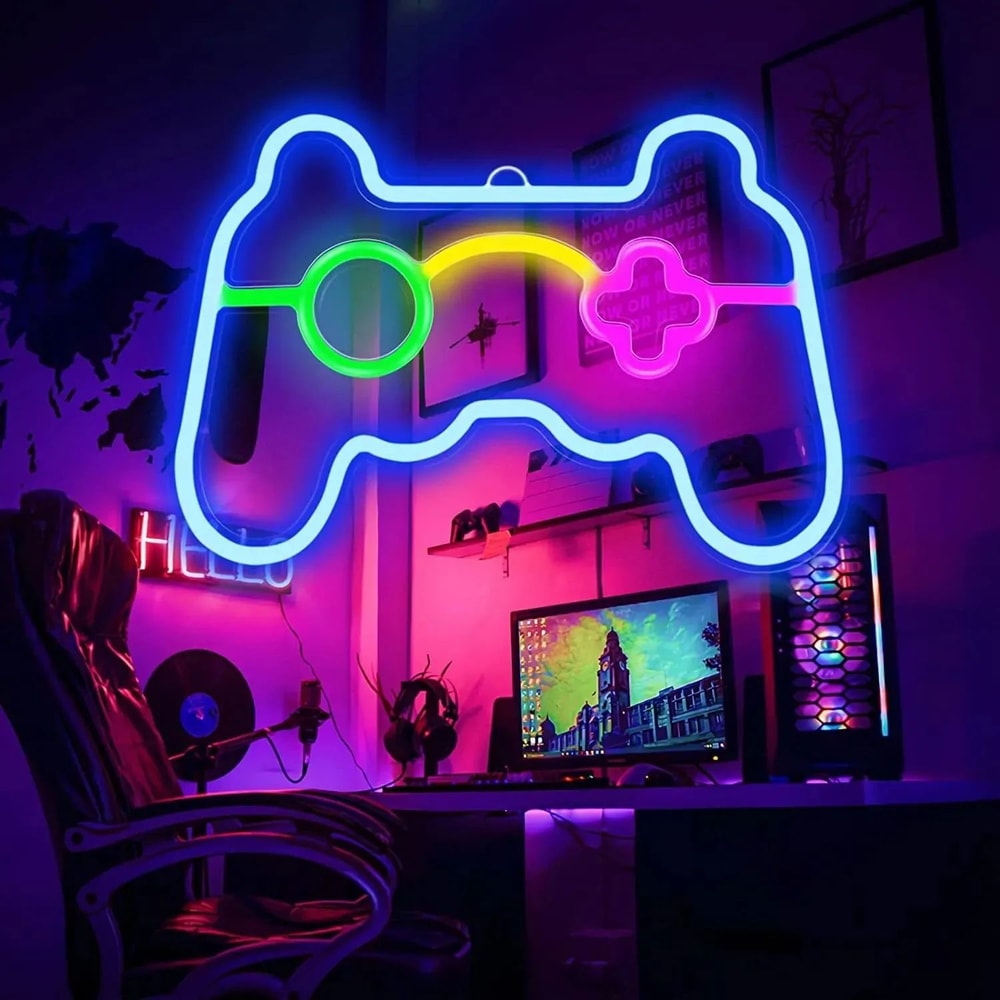 USB LED Neon Game Controller Wall Light Gaming Room Decorative Lamp 3