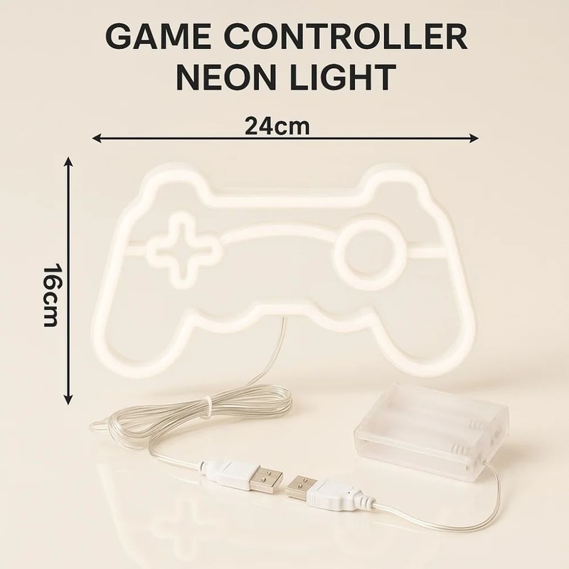 USB LED Neon Game Controller Wall Light Gaming Room Decorative Lamp 5