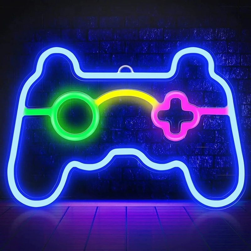 USB LED Neon Game Controller Wall Light Gaming Room Decorative Lamp 12