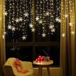 christmas snowflake led curtain string lights – flashing holiday fairy garland