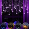 Christmas Snowflake LED Curtain String Lights Flashing Holiday Fairy Garland 3