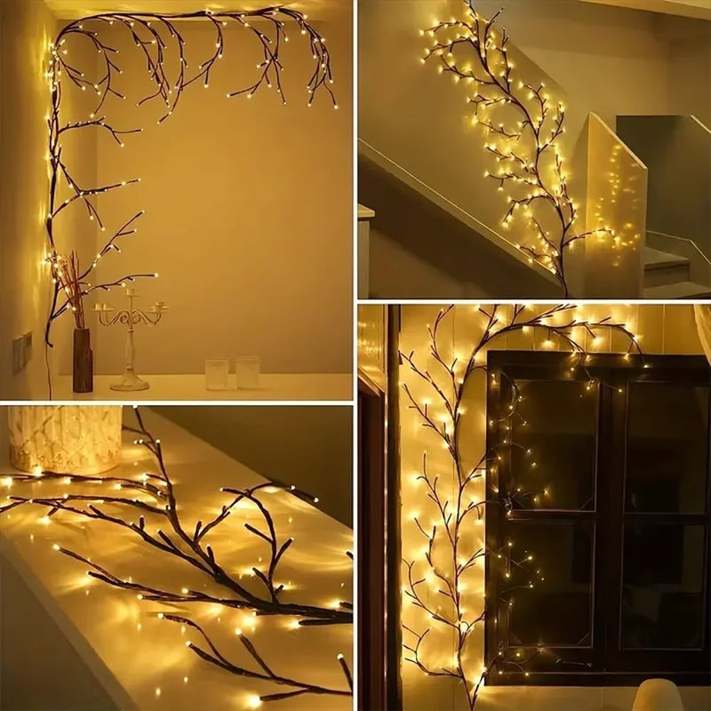 USB Willow Vine LED Branch Lights Flexible DIY Wall Decor With 8 Lighting Modes 4