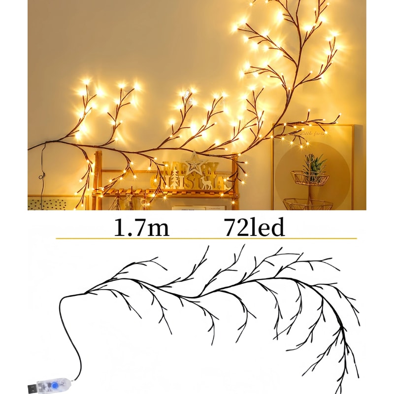 USB Willow Vine LED Branch Lights Flexible DIY Wall Decor With 8 Lighting Modes 5