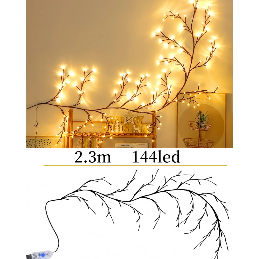 USB Willow Vine LED Branch Lights Flexible DIY Wall Decor With 8 Lighting Modes 7