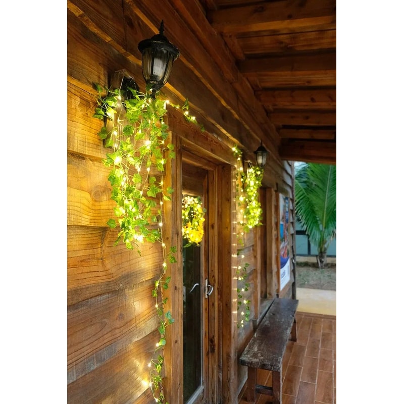 LED Ivy Vine String Lights Artificial Green Leaf Garland For Bedroom Wedding Decor 1