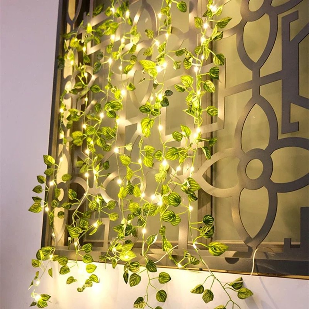 LED Ivy Vine String Lights Artificial Green Leaf Garland For Bedroom Wedding Decor 2
