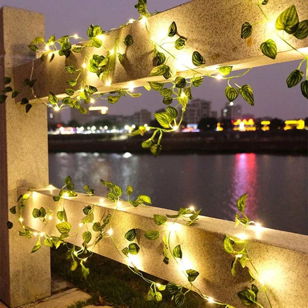 LED Ivy Vine String Lights Artificial Green Leaf Garland For Bedroom Wedding Decor 3