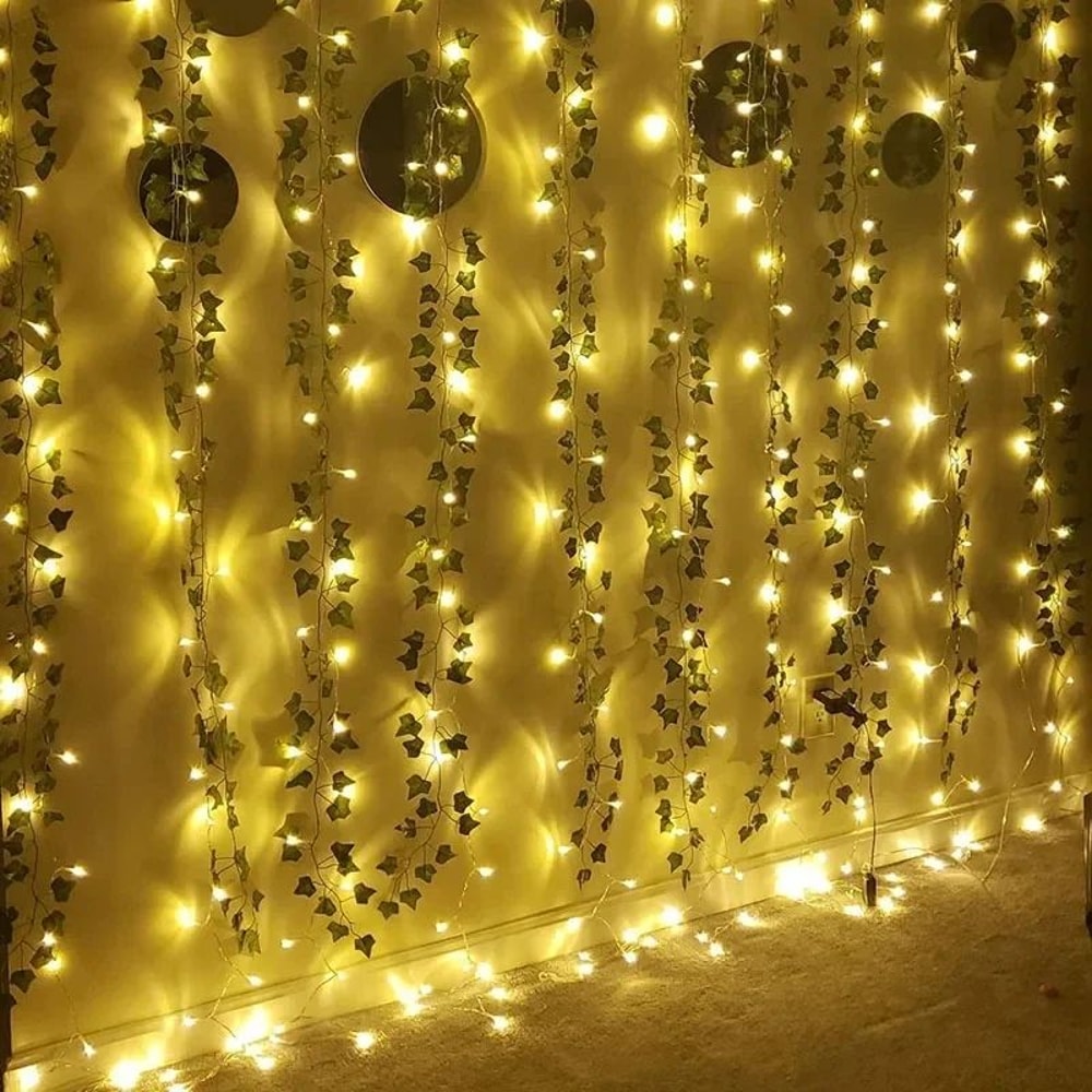 LED Ivy Leaf String Lights Battery Powered Artificial Green Vine Fairy Lights For Room Decor 5