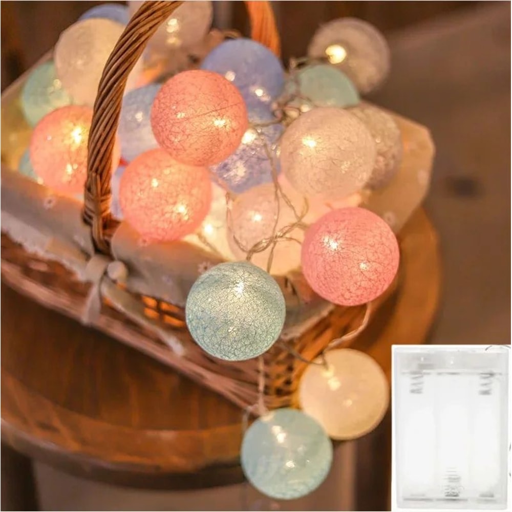 Cotton Ball LED String Lights USB Fairy Lights Garland For Bedroom Party Wedding Decor 0