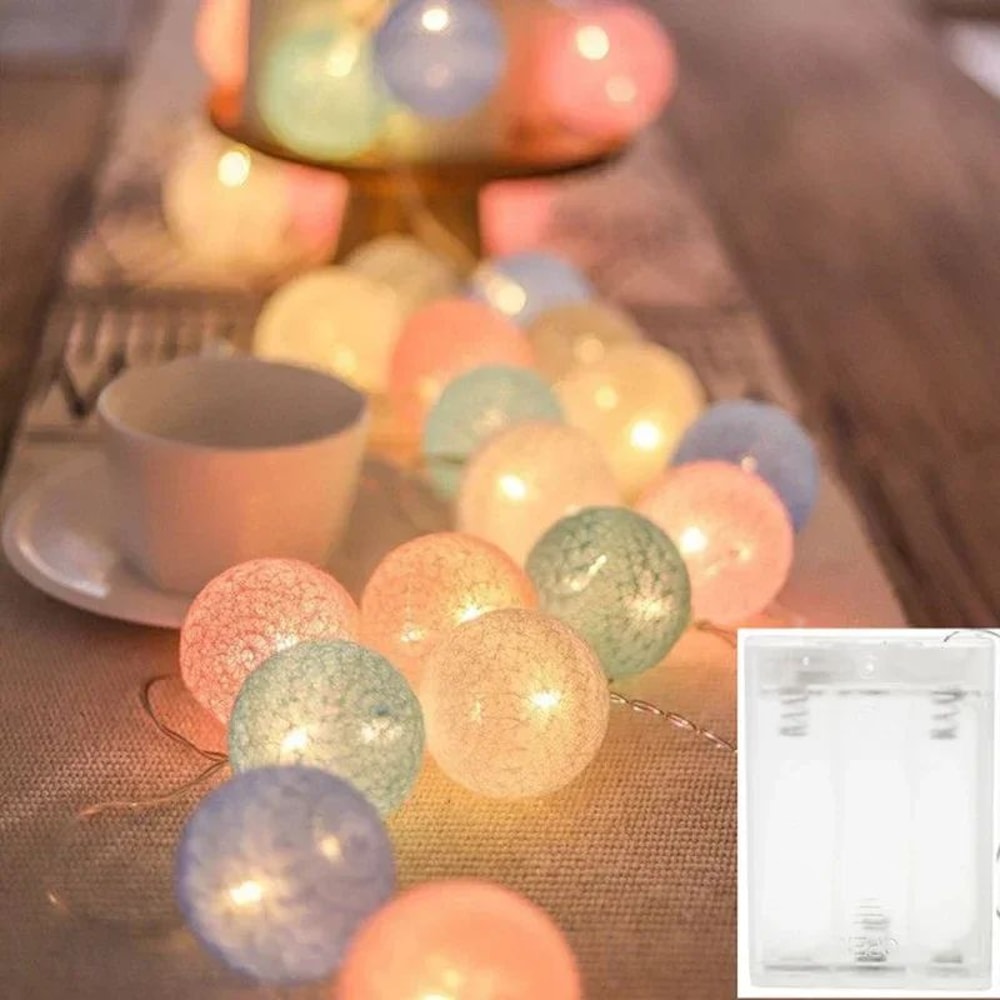 Cotton Ball LED String Lights USB Fairy Lights Garland For Bedroom Party Wedding Decor 2