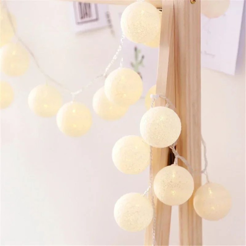 Cotton Ball LED String Lights USB Fairy Lights Garland For Bedroom Party Wedding Decor 3