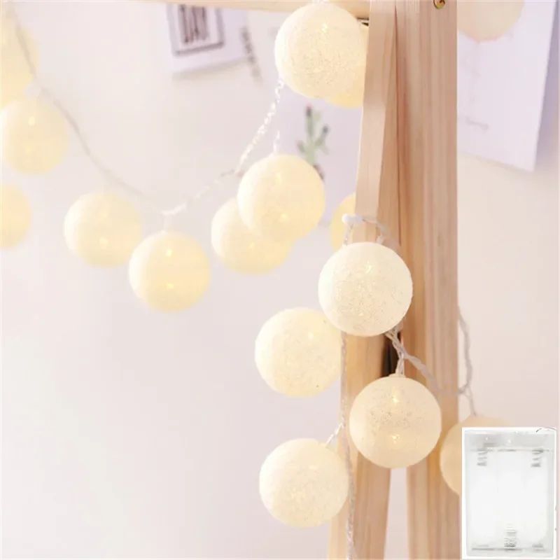 Cotton Ball LED String Lights USB Fairy Lights Garland For Bedroom Party Wedding Decor 10
