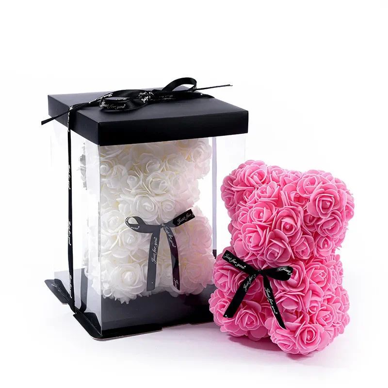 Rose Bear Artificial Foam Flower Gift With Display Box Romantic Valentines Day Anniversary Birthd 1