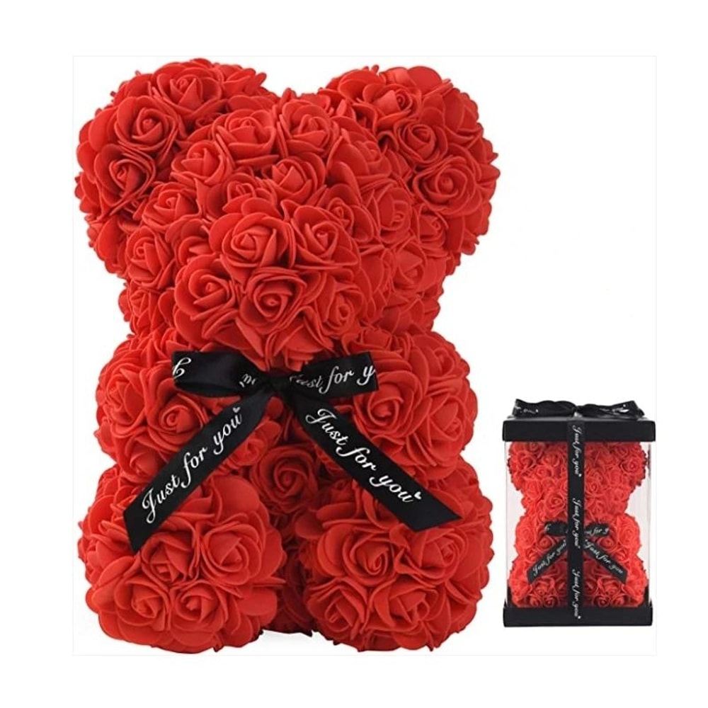 Rose Bear Artificial Foam Flower Gift With Display Box Romantic Valentines Day Anniversary Birthd 4