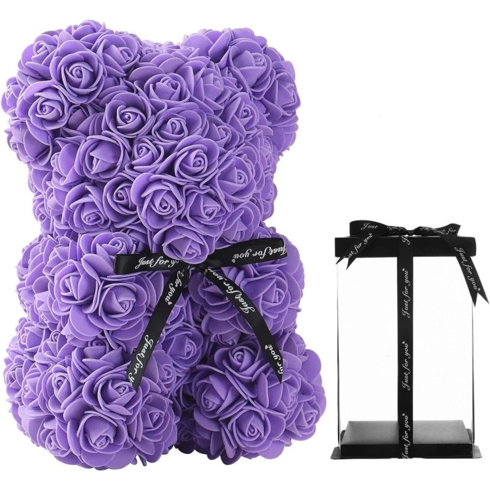 Rose Bear Artificial Foam Flower Gift With Display Box Romantic Valentines Day Anniversary Birthd 6