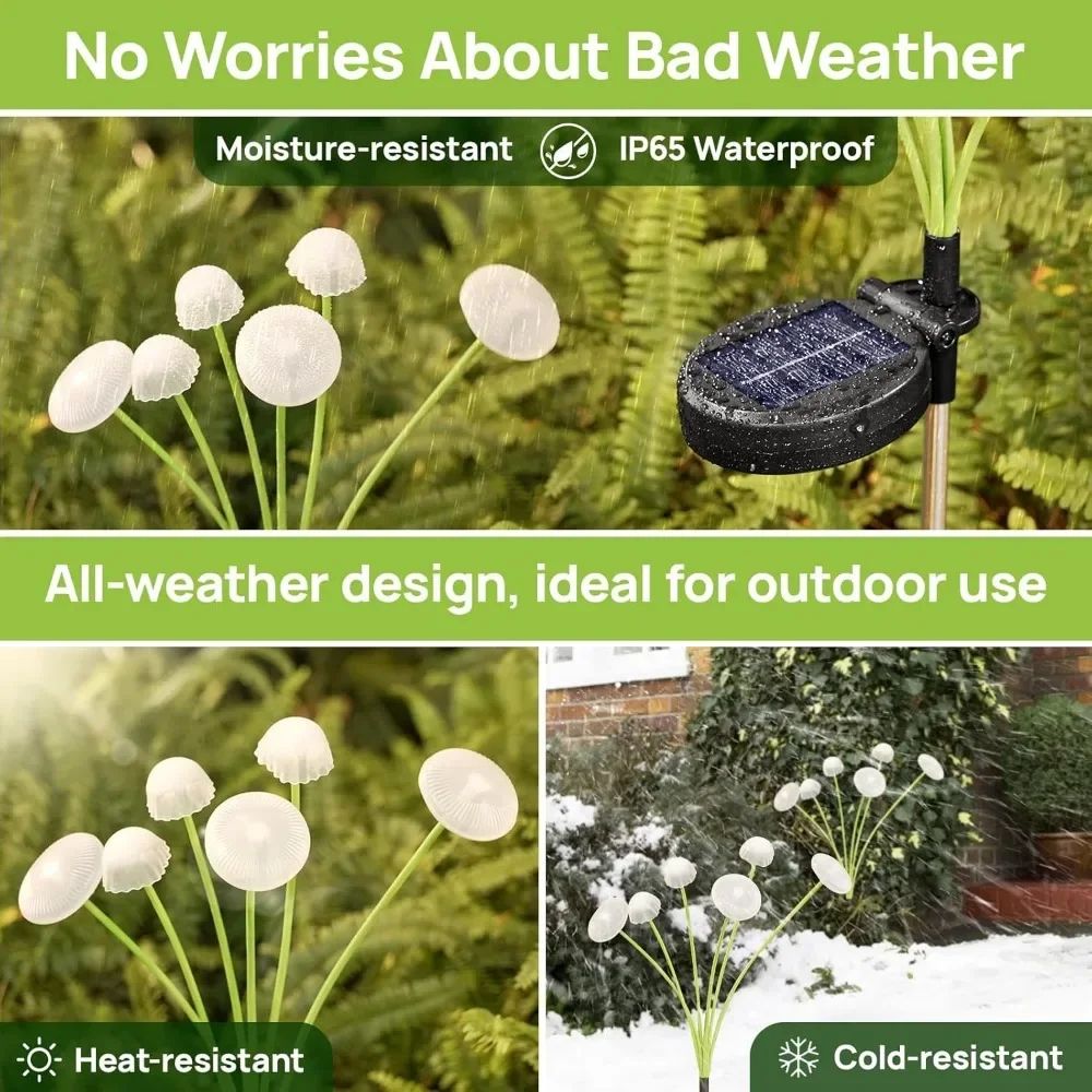 Solar Mushroom Garden Lights Dual Mode LED Waterproof Outdoor Pathway Yard Decor 5