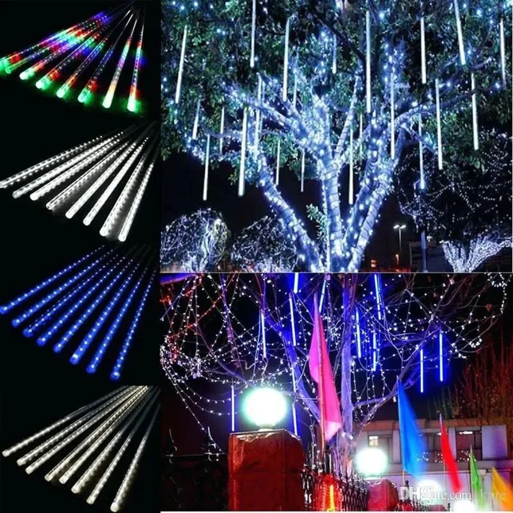 LED Meteor Shower Rain Lights Waterproof Falling Raindrop Fairy String Lights For Christmas Patio 2