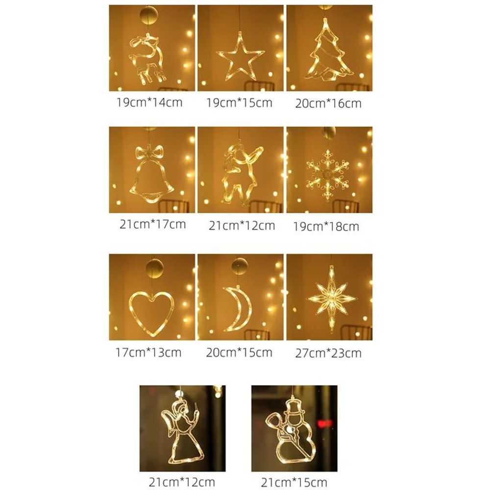 LED Christmas Window Sucker Lights Battery Powered Hanging Holiday Decor Lamp 1