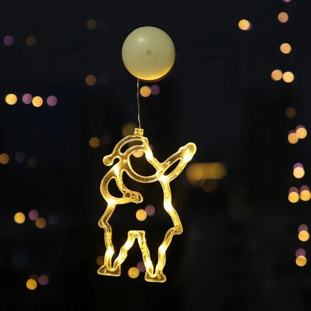 LED Christmas Window Sucker Lights Battery Powered Hanging Holiday Decor Lamp 5