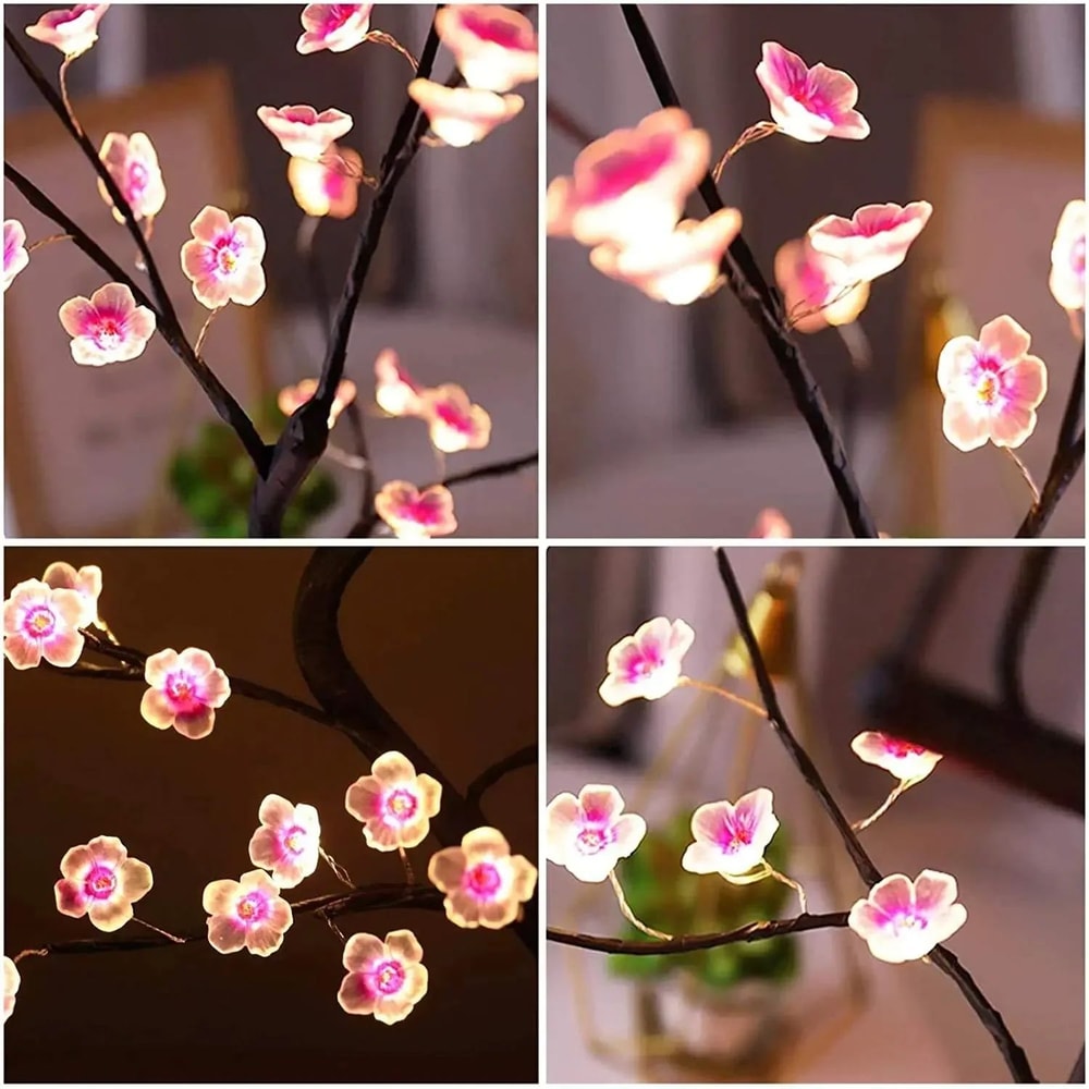 Cherry Blossom Tree LED Table Lamp Touch Control USBBattery Powered Bonsai Night Light Decor 1