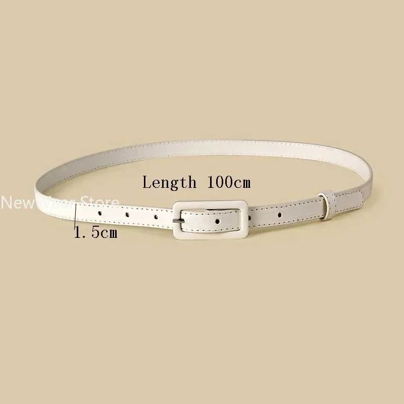 Womens Skinny PU Leather Belt With Vintage Buckle Thin Dress Waist Belt For Ladies 2