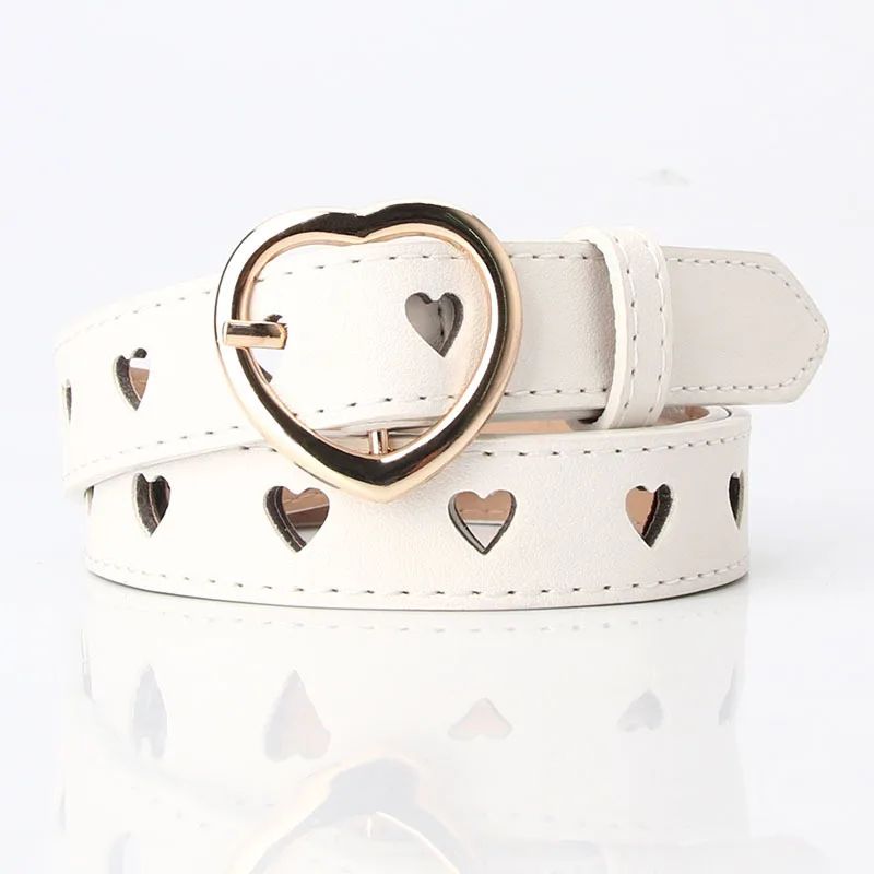 Womens Heart Buckle Pin Belt Stylish Versatile Waist Belt For Jeans Dresses 3