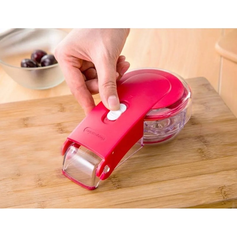 6Hole Cherry Pitter With Container Quick Cherry Corer Seed Remover Kitchen Tool 1