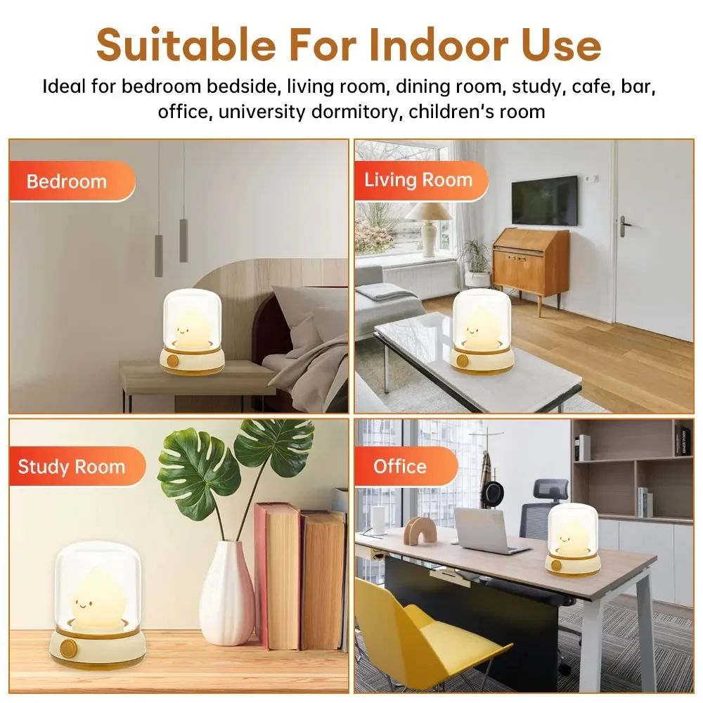 Mini Cartoon LED Night Lamp USB Rechargeable Cute Desktop Table Light 3