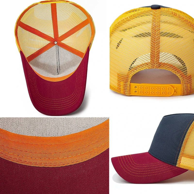 ColorBlock Mesh Trucker Baseball Cap Breathable FivePanel Adjustable Snapback Hat 3