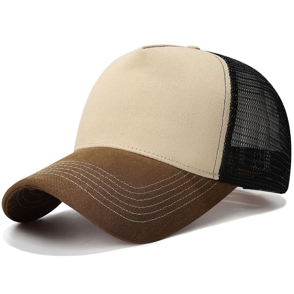 ColorBlock Mesh Trucker Baseball Cap Breathable FivePanel Adjustable Snapback Hat 6