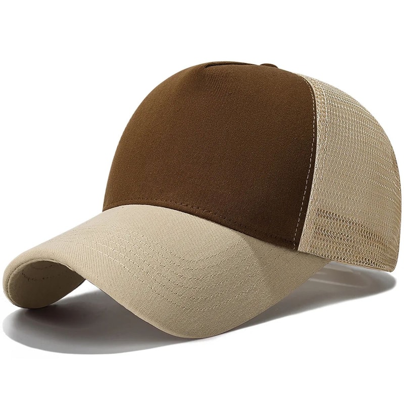 ColorBlock Mesh Trucker Baseball Cap Breathable FivePanel Adjustable Snapback Hat 7