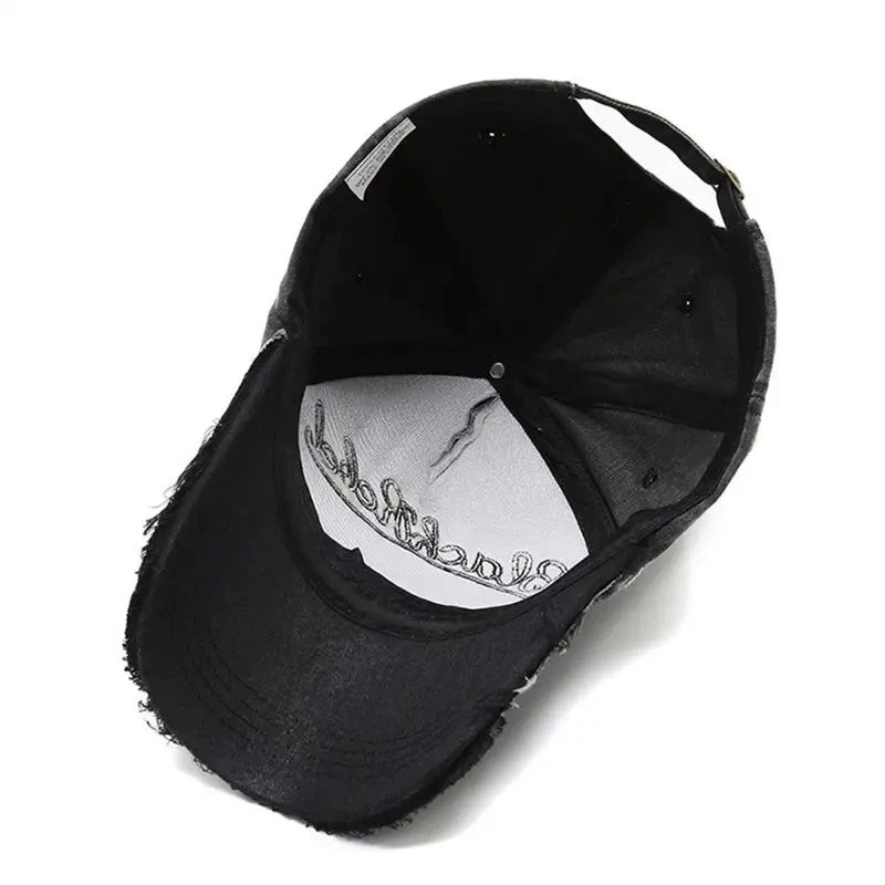 Vintage Washed Cotton Baseball Cap Embroidered Letter Cow Head Adjustable Hat 4