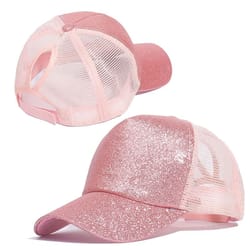 sequin ponytail baseball cap for women – shiny messy bun summer snapback hat