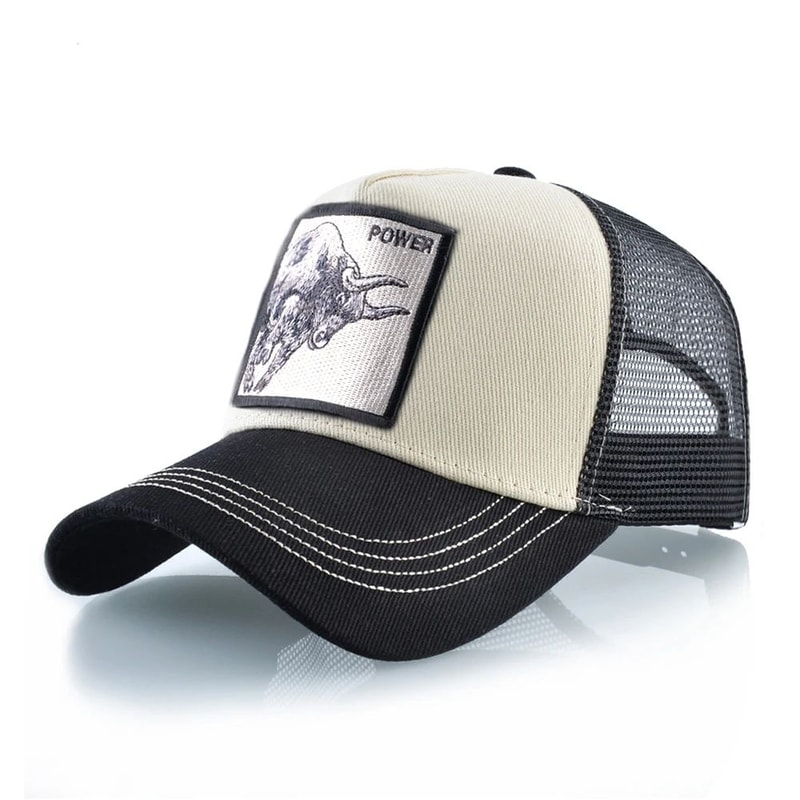 Embroidered Bull Patch Mesh Trucker Cap Hip Hop Snapback Baseball Hat 6