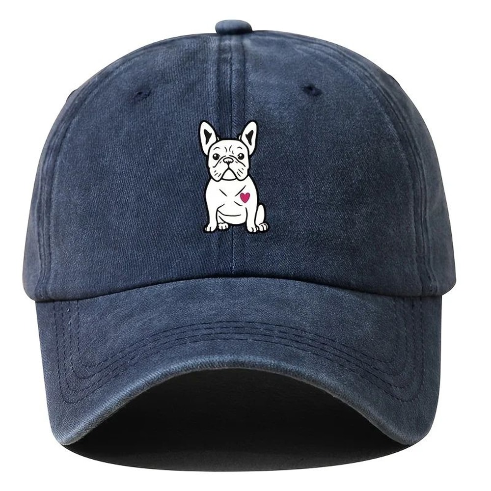 Retro Fighting Dog Graphic Baseball Cap Vintage Outdoor Sports Hat 1