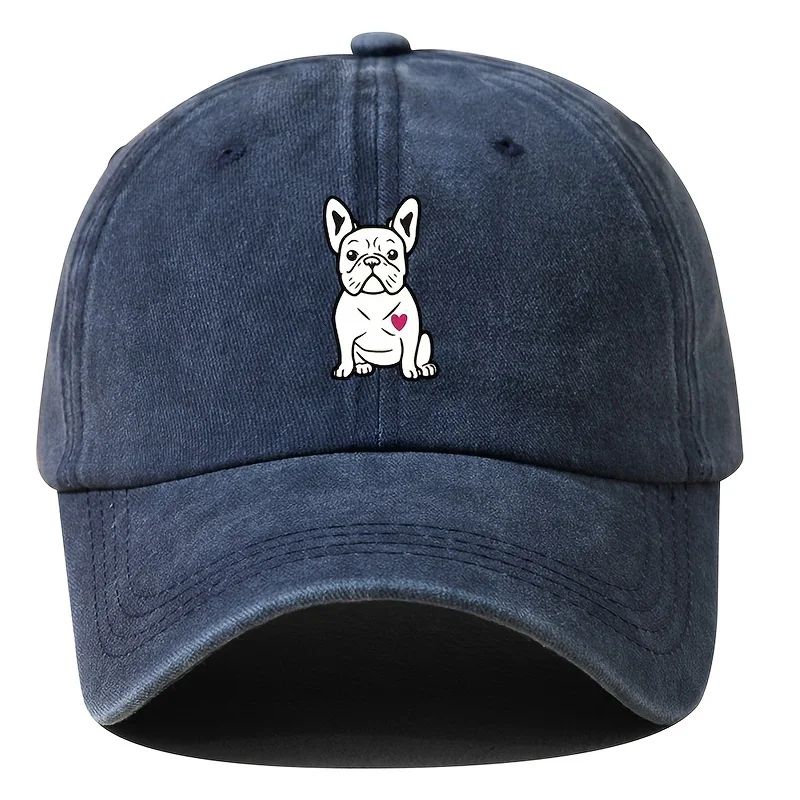 Retro Fighting Dog Graphic Baseball Cap Vintage Outdoor Sports Hat 1